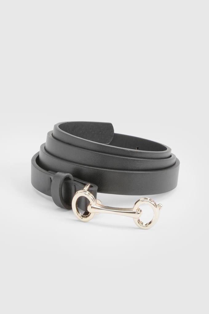 boohoo Dames T-Bar slanke riem | Zwart | Maat: Small/Medium