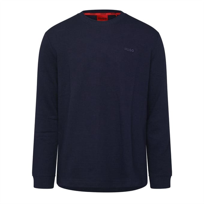 Hugo Heren Austin Gestructureerde Pyjama Top (Marine)
