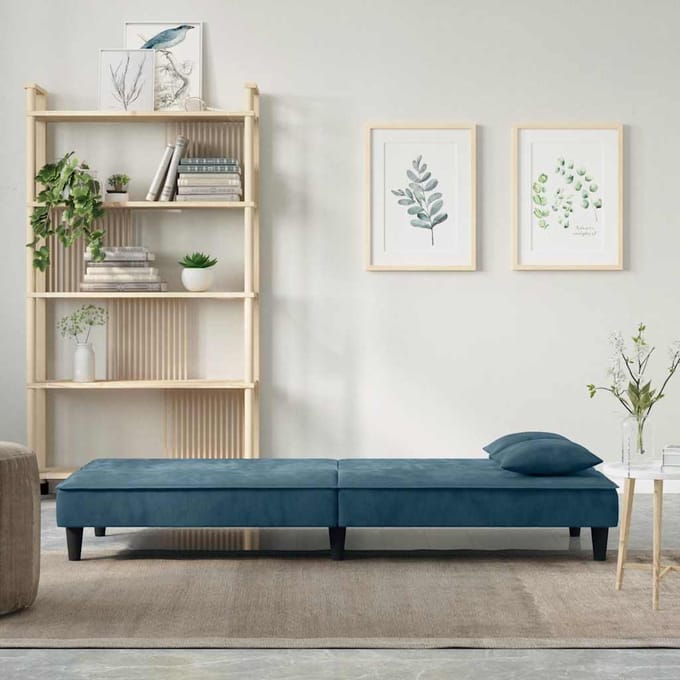 vidaXL - Slaapbank - fluweel - blauw