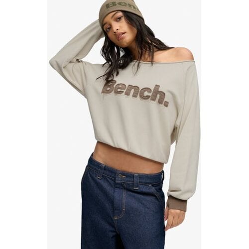 Superdry Bench Bardot Oversized Sweatshirt Crème Grootte: 1SIZE
