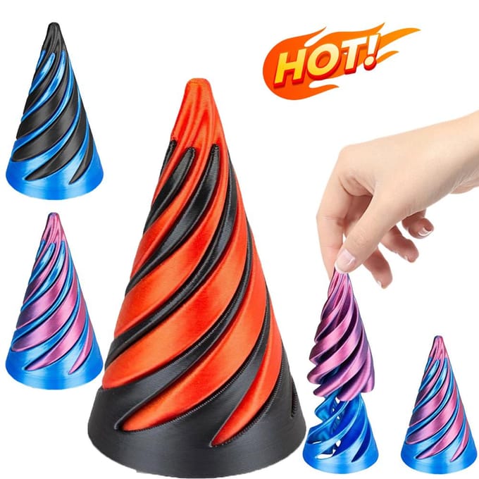 3D-geprint spiraalvormig kegelspeelgoed Onmogelijke piramide-doorgangssculptuur Doorgangspiramide-fidgetspeelgoed Mini-werveldraad-illusie red