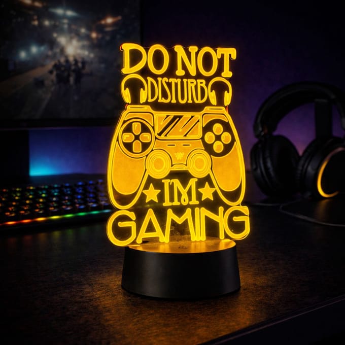 Qware - 3D LED Lamp - Do Not Disturb I'm Gaming - 16 kleuren & effecten - Acryl lamp - Touch control - Afstandsbediening