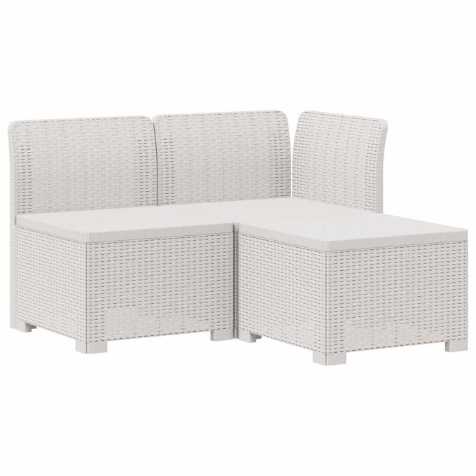 vidaXL - 3-Zits - Tu - bank - met - Kussens - Rattan - Look - 3-zits - PP - Wit