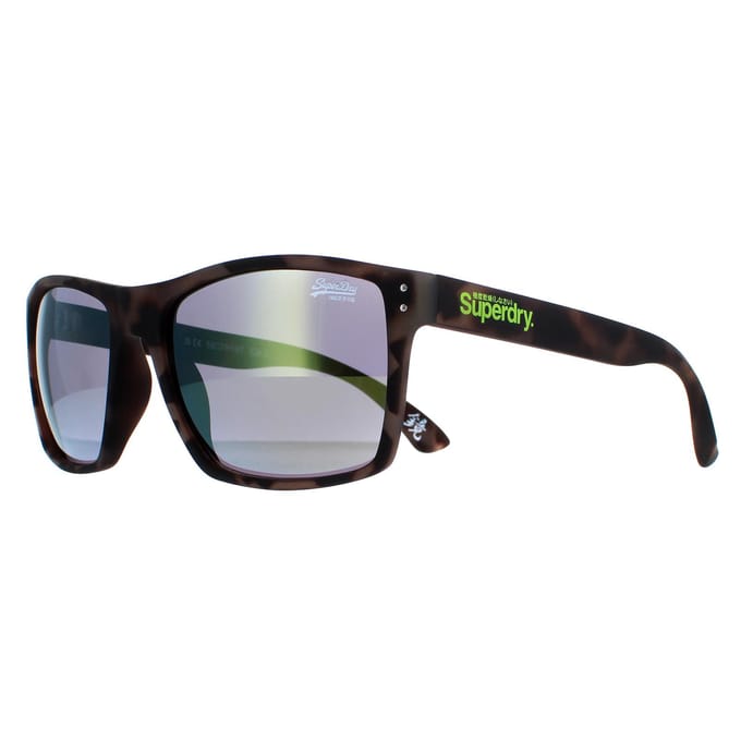 Superdry Kobe SDS 122 mat rubberen tortoise grijs geel flash mirror zonnebril