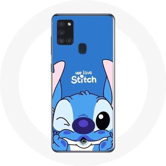 Coque - Maniacase - Galaxy A21S - Stitch mignon - Souple - Protection enfant bleu