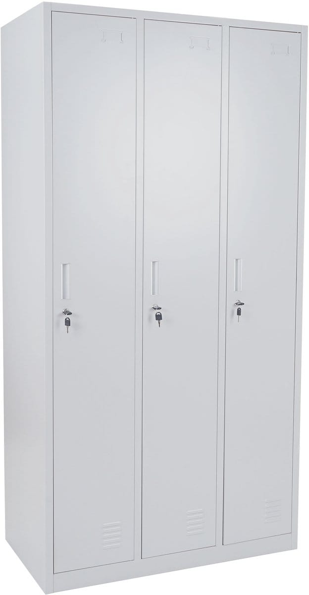 Locker Boston T829, lockerkast Lockerkast, metaal 3 vakken ~ grijs