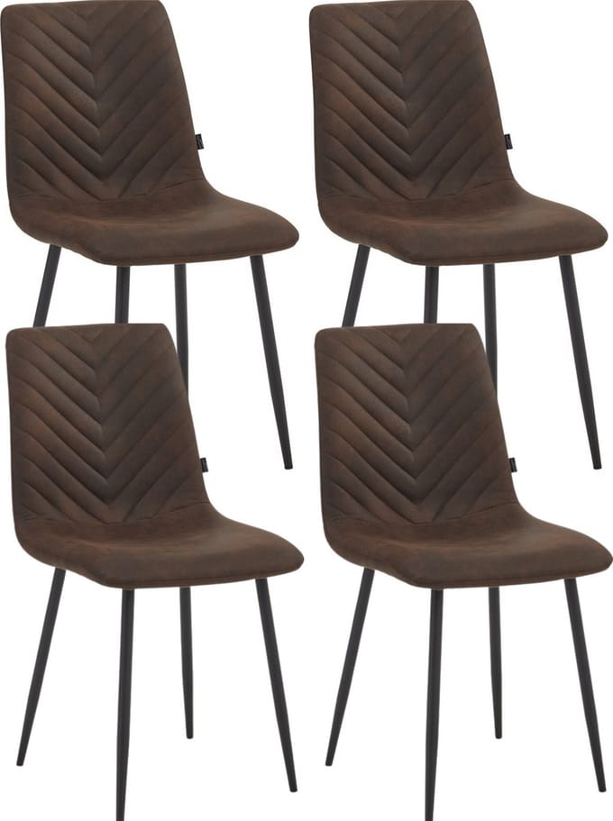 Colenis® - Senny Eetkamerstoel - Set Van 4 - Bruin - Microfiber - Industrieel - Eetkamerstoelen
