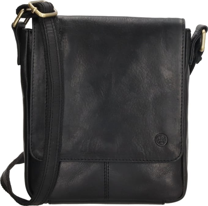 Hide & Stitches Columbia Schoudertas - 100% Leer - Zwart