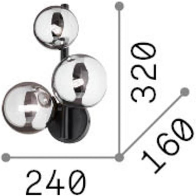 IDEAL LUX wandlamp Perlage, messing/amber, 3-lamps