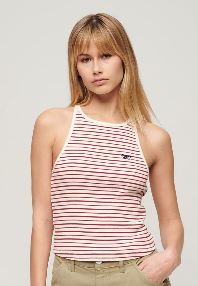 Superdry - Essential Logo Racer hemdtopje met strepen - Dames - Vesten