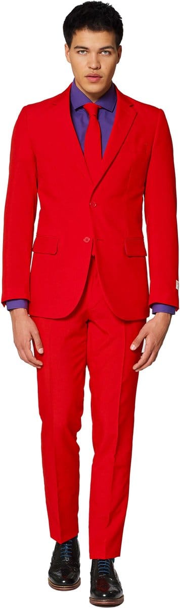 OppoSuits Red Devil - Heren Pak - Carnavalskleding - Mannen Kostuum - Rood - Feest - Maat 48