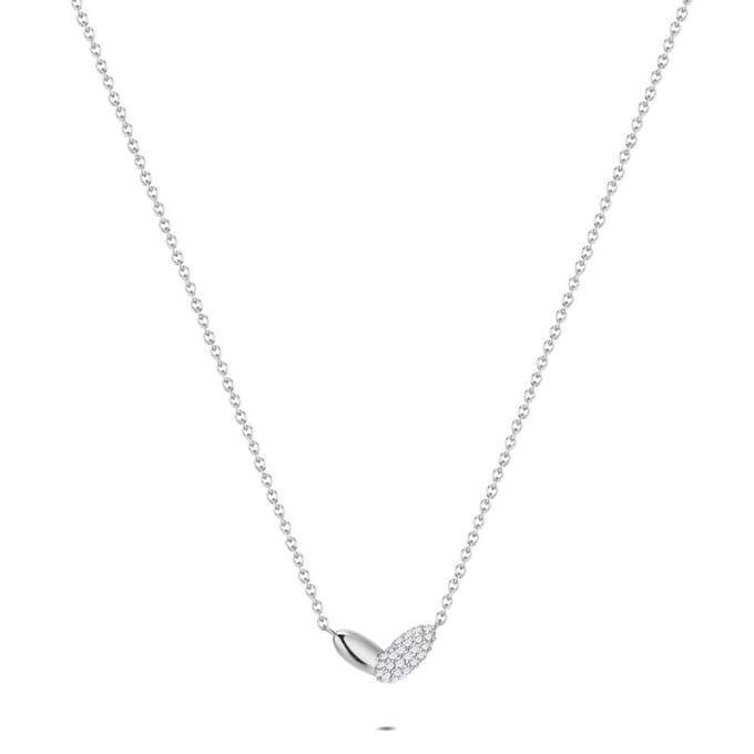 Twice As Nice Halsketting in zilver, dubbele hanger Zilverkleurig 40cm+5cm