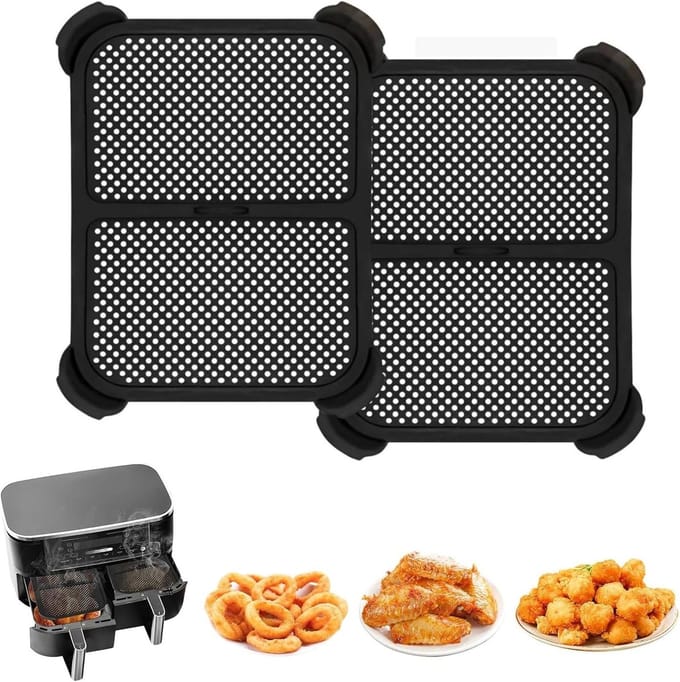 Set van 2 Siliconen Spatdeksels voor Airfryer - Herbruikbare Bescherming tegen Hitte en Vlekken, Geschikt voor Diverse Modellen