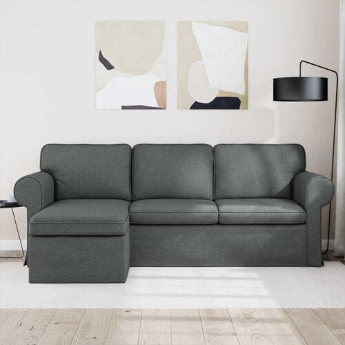 vidaXL - Bank - Donkergrijs - 215 - x - 138 - x - 80 - cm - Stof