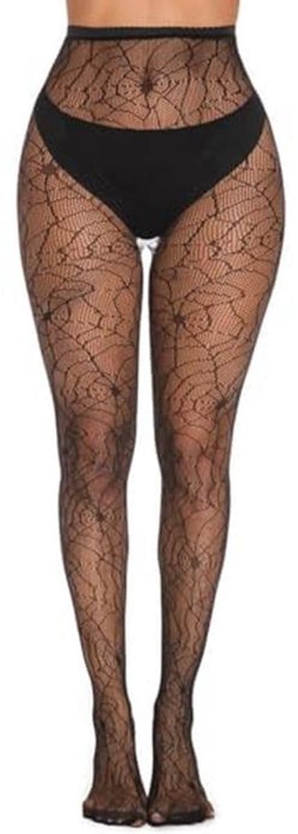 Visnet Panty met Zwart Patroon - Dames Visnet Kousen - Sexy Elastische Hoge Taille