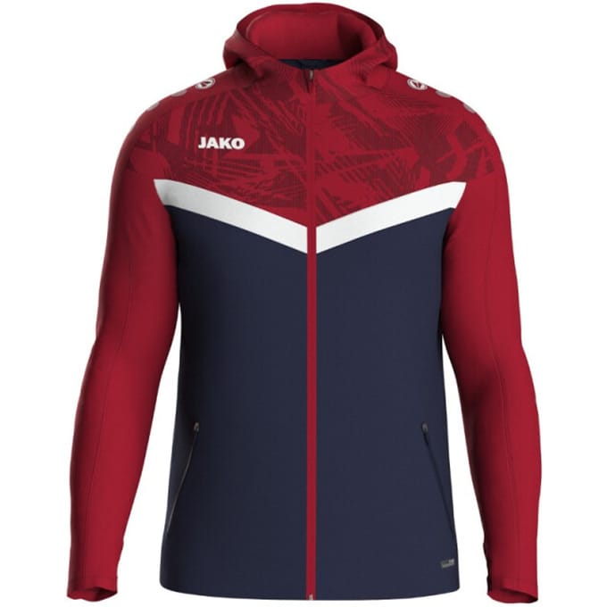 Jako Iconic Jas Met Kap Heren - Marine / Chilirood | Maat: S