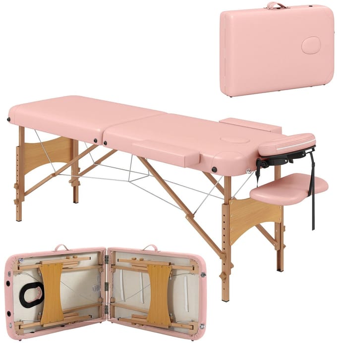 Roossentials Massagetafel - Massagebed - Inklapbaar - Verstelbaar - Schoonheidsbed - Roze