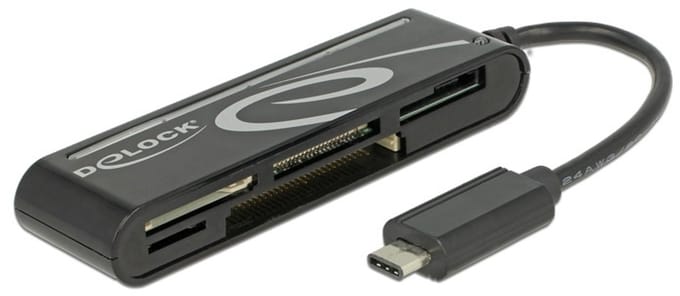 DeLOCK USB Cardreader all-in-one met USB-C connector en 5 kaartsleuven (o.a. SD 3.0/UHS-I) - USB2.0