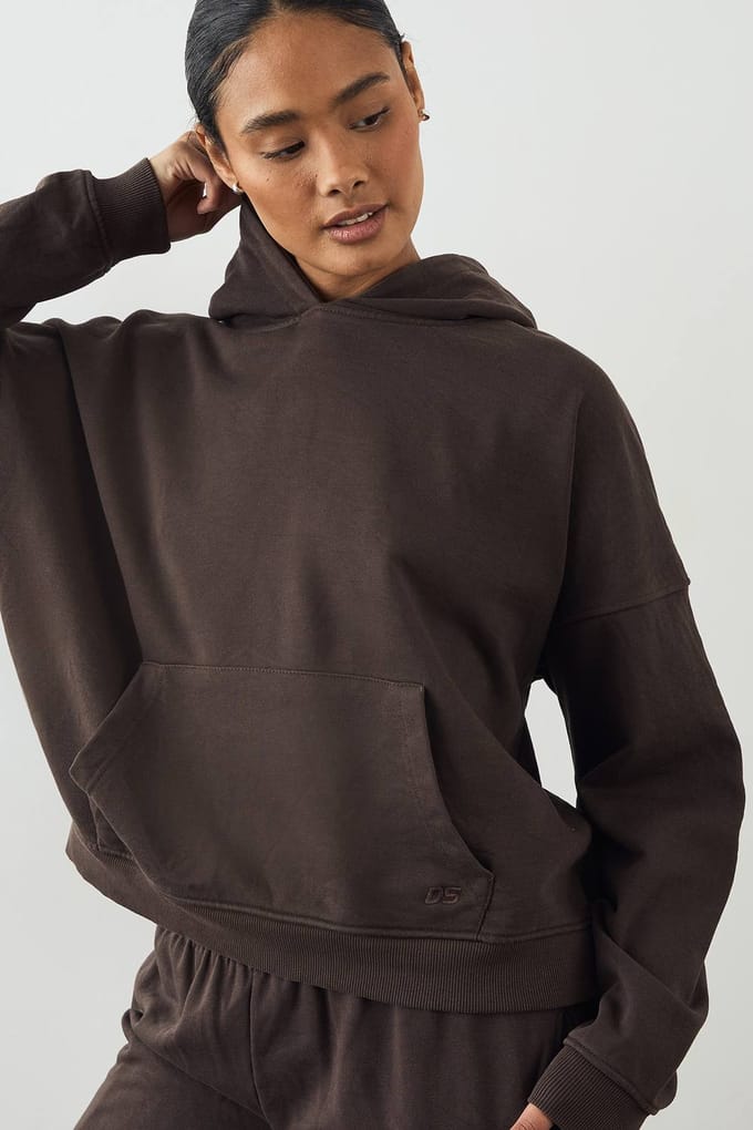 Dames DSGN Studio Premium Heavyweight Gewassen Oversized Hoodie | Chocolate | Maat: Medium