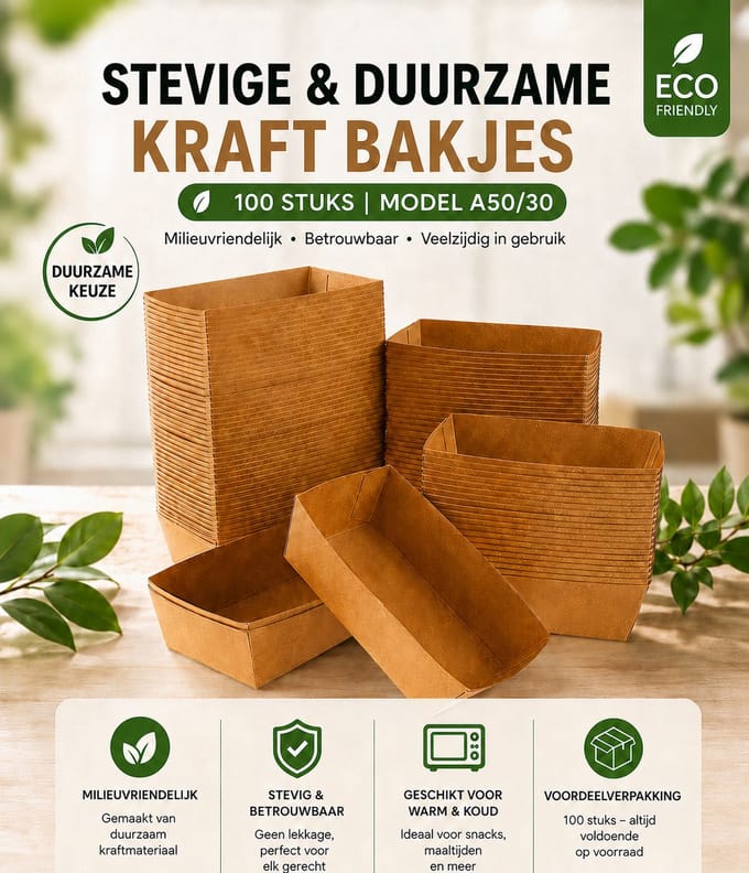 Snackbak A50/30 - 100st. - bruin - kraft - 167x100x55mm - IMES PACK