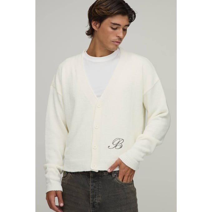 Ontspannen Ruimvallend Bouclé Gebreid Vest Met Merklabel | Forest | Size Medium