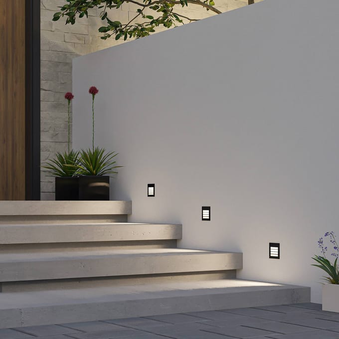 Arcchio LED wand inbouwlamp Zamo, louvre, zwart, IP65