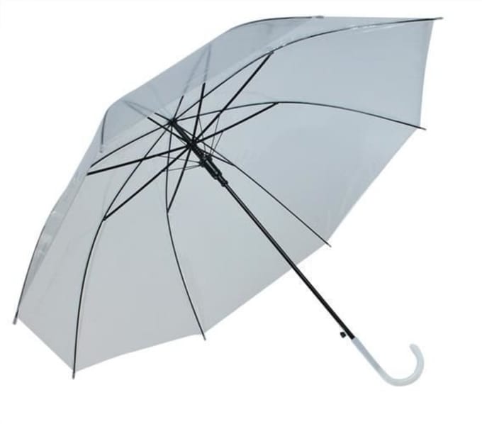 Malatec Paraplu - transparant - PVC/ijzer - D93 x H72 cm - automatisch - opvouwbaar