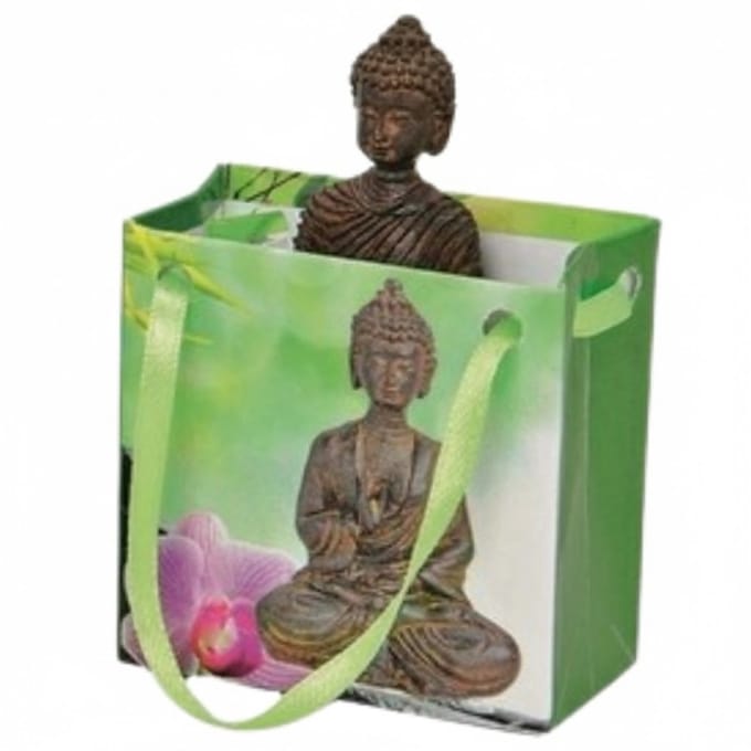 Wurm Boeddha - bruin - polyserin - in cadeautasje - H5 cm - beeld - cadeau