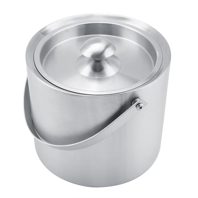 Seau à glace à double paroi en acier inoxydable avec couvercle pour fêtes de mariage (3L) gray