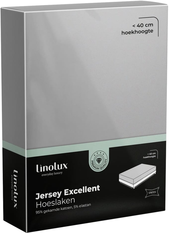 Linolux Hoeslaken Jersey Excellent Light Grey 80x200 t/m 100x220