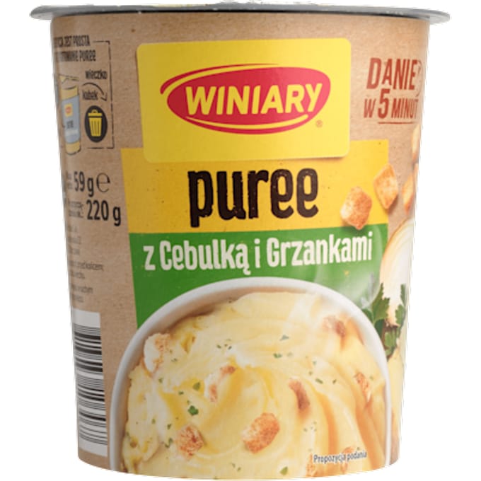 Ziemniaki aardappelpuree ui croutons