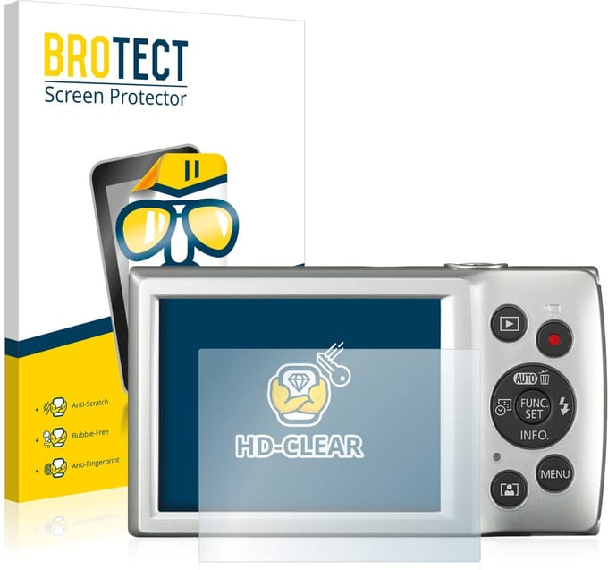 BROTECT - Screenprotector voor Canon Digital Ixus 185 - Folie Beschermfolie transparant 2 Stuks