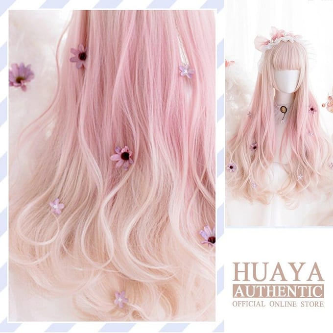 Golfgradiëntkleur Pruik Roze Pony Hittebestendige Synthetische Golfhaar Pruik Cosplay roze