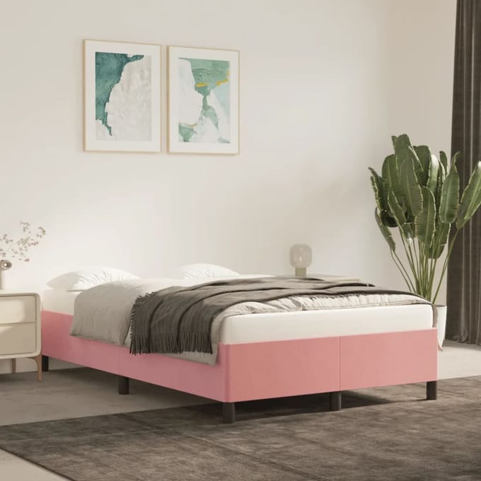 vidaXL - Bedframe - fluweel - roze - 120x200 - cm