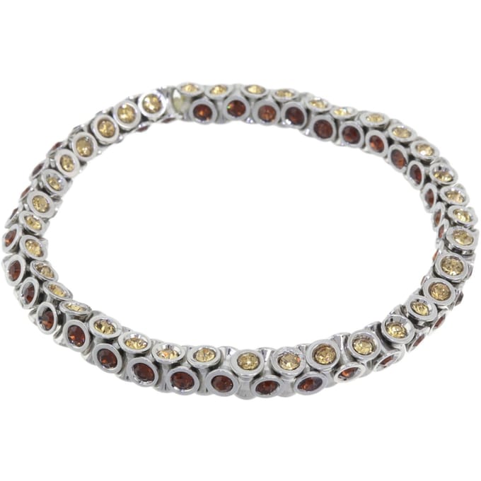 Behave - Elastische armband met bruine steentjes - klassiek detail - 15,5 cm