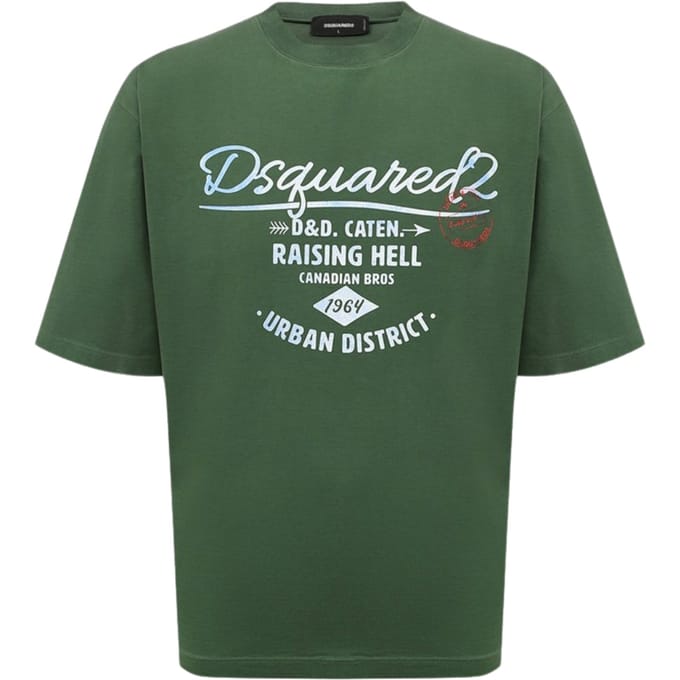 Dsquared2 Branded Raising Hell Logo Groen T-shirt