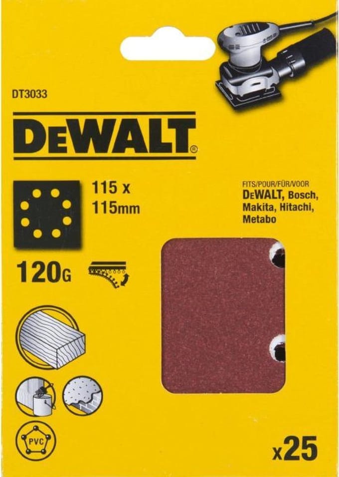 DeWALT DT3033 P120 Schuurpapier 1/4 Velcro VE=25