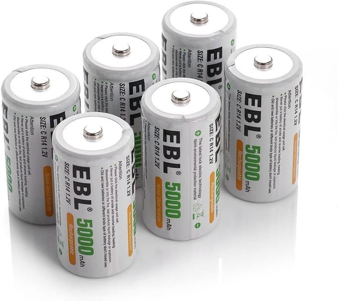 Oplaadbare C Batterijen 5000mAh - Set van 6 Ni-MH C Cellen