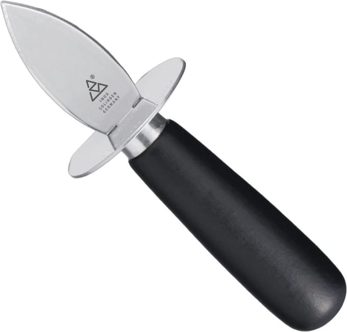 Triangle Oesterbreker met Beschermrand – RVS – Zwart Houten Heft – 17 cm