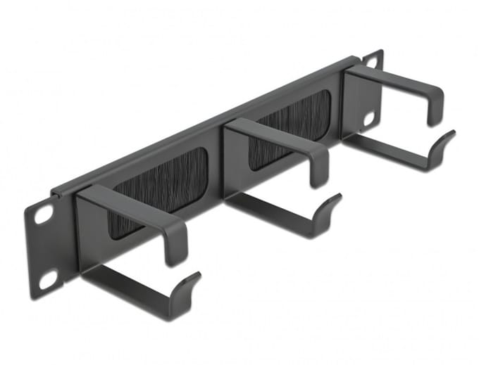 10 inch doorvoerpaneel met borstel en 3 kabelogen (G-type) | 1U | zwart