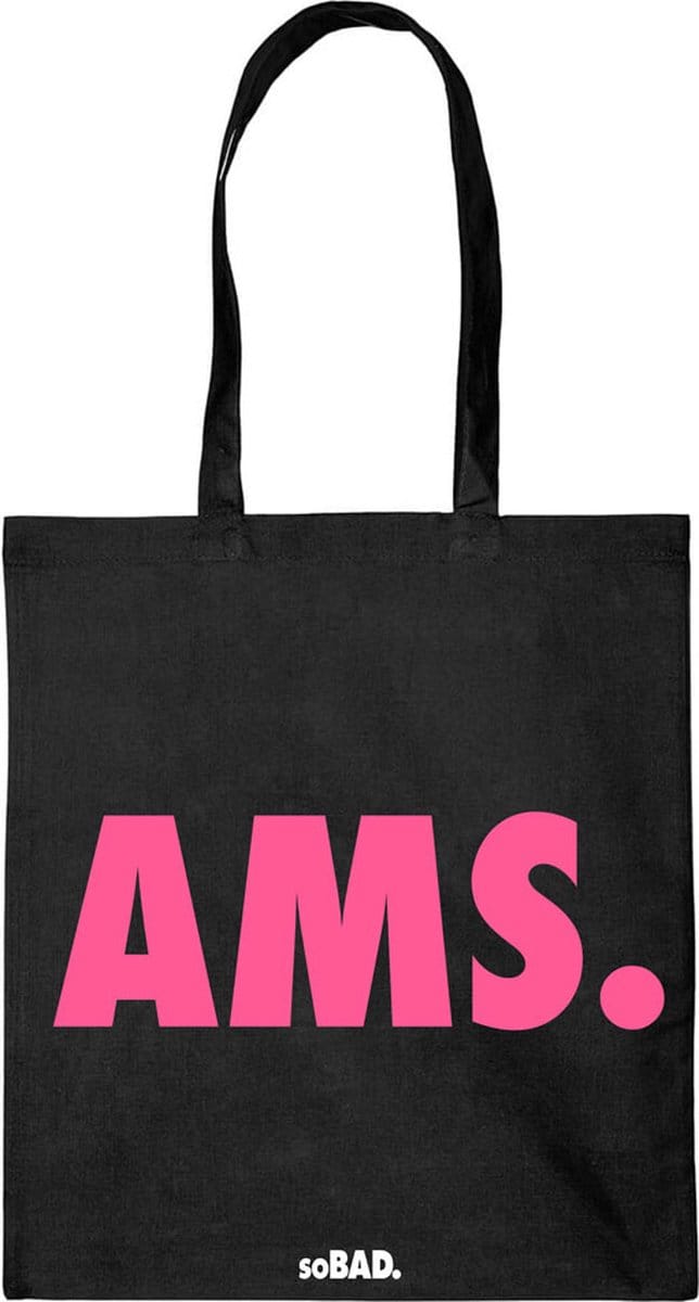 Draagtas AMS. - fluro roze - katoenen tas - soBAD. - met leuke grappige tekst