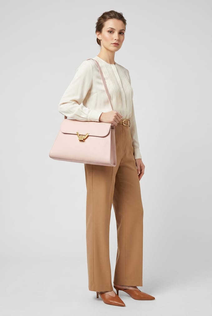 COCCINELLE Leren Schoudertas Dorian Handbag Grained Leather Blanco Crème