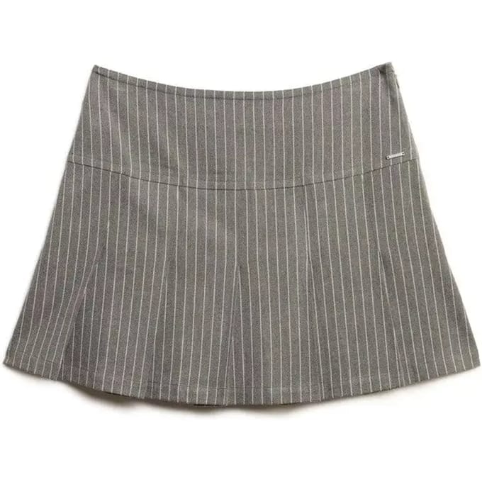 Superdry Krijtstreep Plooirok Mini Grey Grootte: 42
