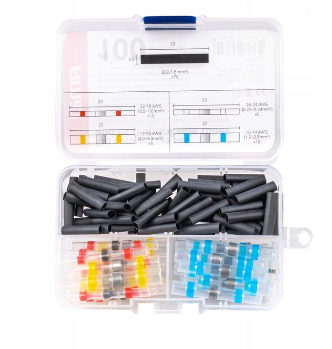 VERGIONIC - Soldeerverbindingen - Krimpkous - 100-delig - Waterdicht - Snelverbinder - Voor Kabels