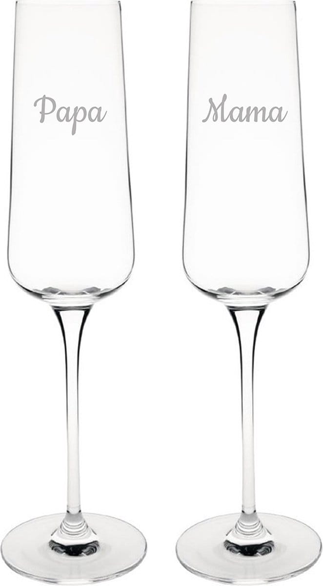 Gegraveerde Champagneglas 27cl Mama & Papa