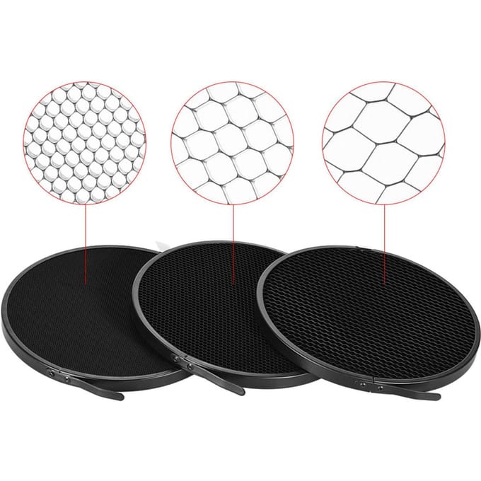 210mm Elinchrom Mount Reflector Diffuser Kap Lampenkap met 60 graden Honingraatgrid voor Elinchrom Mount Studio 10 30 50 Degree Honeycomb Grid black