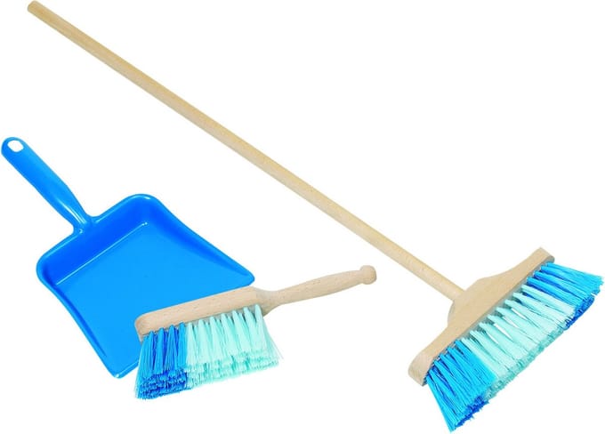 GOKI Kuisspeelgoed - Kinderborstel En Handveger Met Veegblik - Blauw - 3 Jaar
