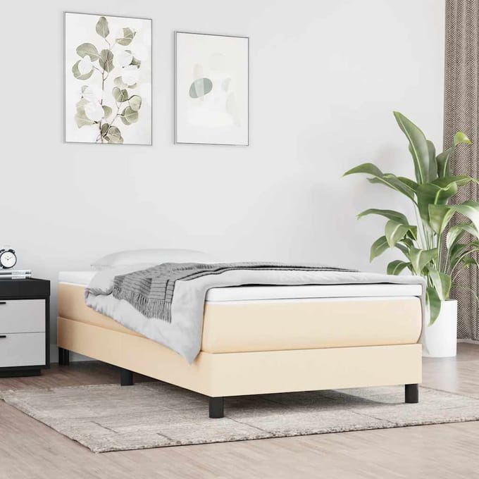 vidaXL - Boxspring - bed - 80x200 - cm - stof - crèmekleurig