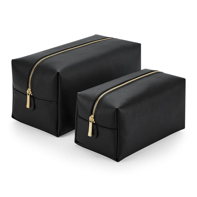 Toilettas & Accessoiretasje – Black – Mat PU – Make-up & Verzorging – Compact Organiser – Gouden Ritssluiting – Waterafstotend