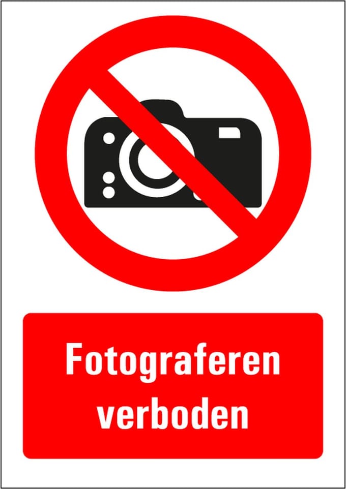 Fotograferen verboden tekststicker 210 x 148 mm (A5)